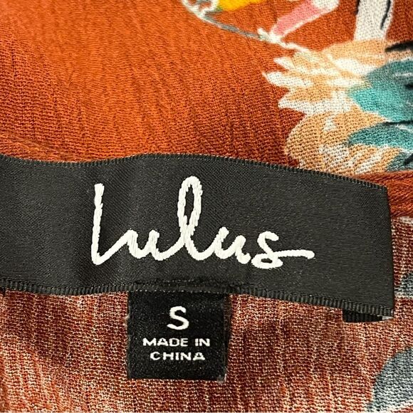 Lulu's burnt Orange wrap Sundress with short Sleeves size small - Picture 10 of 14